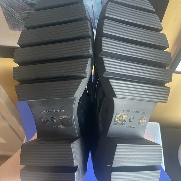 Stuart Weitzman Black Patent Leather Chunky Loafers - Picture 6 of 7